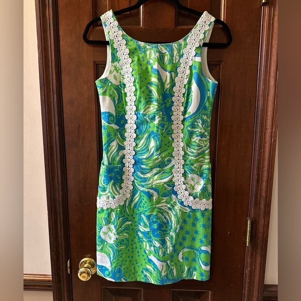 Lilly Pulitzer "Roar Of The Jungle" Alpha Delta Pi Lion Shift Dress Size 0